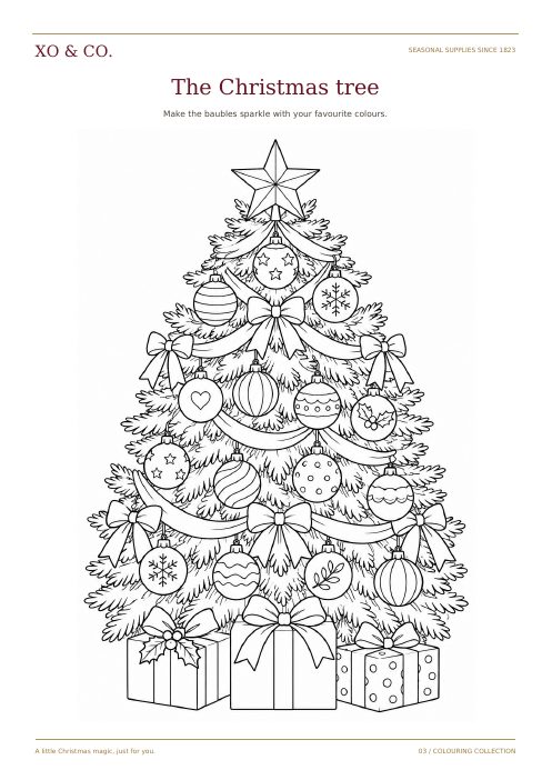The Christmas tree colouring page